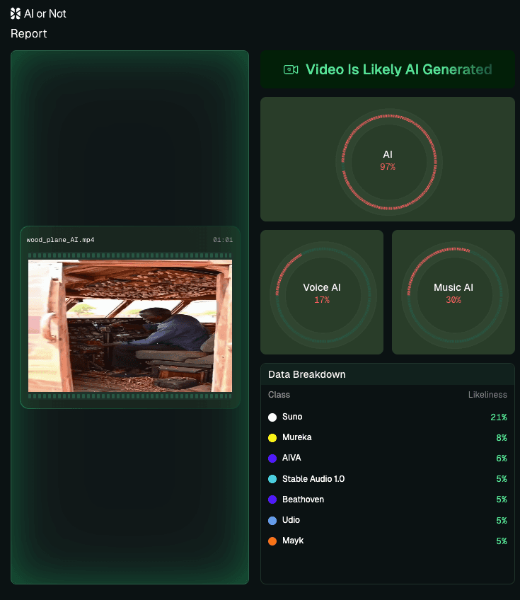 AI detection report for wooden jumbo plane AI detection report for wooden jumbo plane